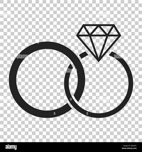 Engagement Ring With Diamond Vector Icon In Flat Style Wedding