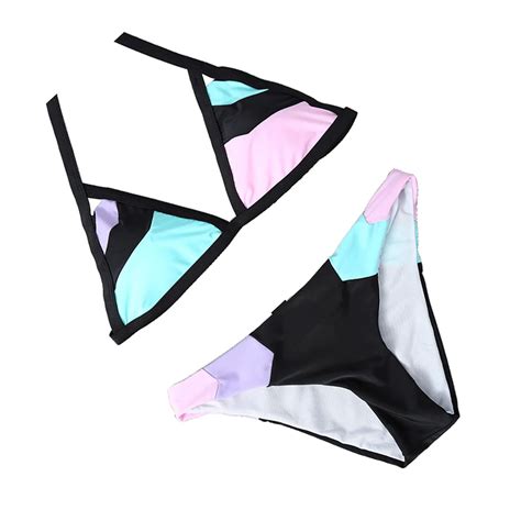 New Patchwork Bikini Triangle Bikinis Set Women Swimwear 2018 Splicing