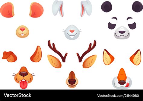 Cartoon phone masks funny animals ears tongue Vector Image