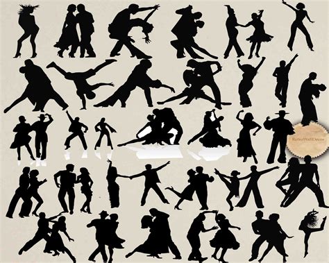 Dancing Silhouettes Dancing People Clip Art Couple Dance | Etsy