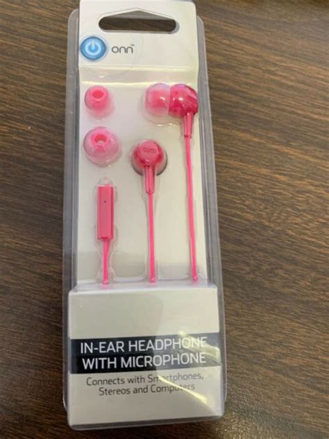 Onn In Ear Headphone With Microphone Pink Only For Smartphonesstereos