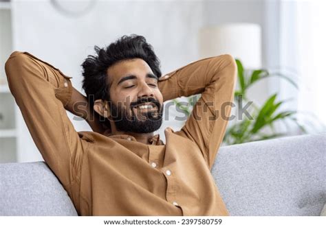 Happy Indian Man Lying On Sofa Stock Photo Shutterstock