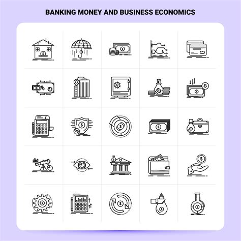 OutLine 25 Banking Money And Business Economics Icon Set Vector Line