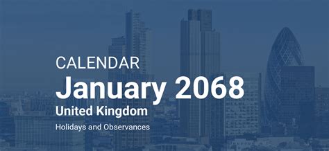 January 2068 Calendar – United Kingdom