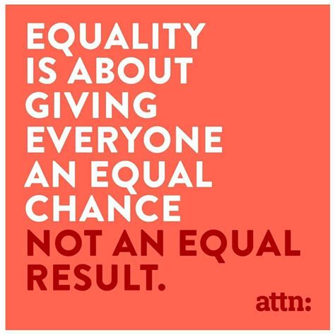 Equality Is About Giving Everyone An Equal Chance Not Equal Result