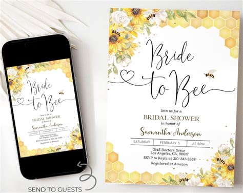 Bee Themed Bridal Shower Printable Invitation She Found Her Honey