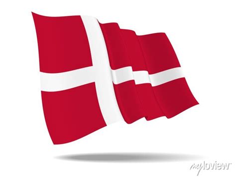 Illustration Denmark Flag Waving Isolated On White Backgroundvector