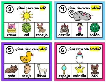 Task Cards In Spanish Tarjetas De Trabajo Rimas By La Maestra Pati