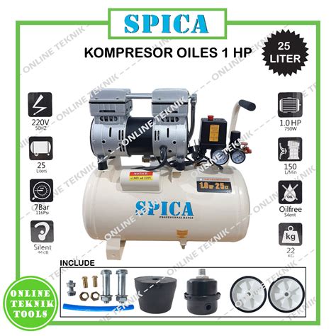 Jual SPICA Kompresor Oiless 1HP 25 Liter 0 75HP 10 Liter Kompresore