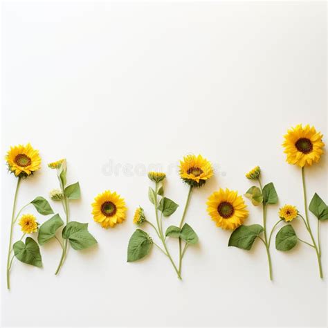 Frontera De Girasoles Para Traerte Buena Suerte Y Prosperidad Stock De