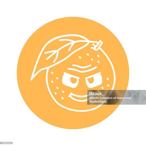 Orange With Mocking Emotion Color Line Icon Mascot Of Emotions Stock ...