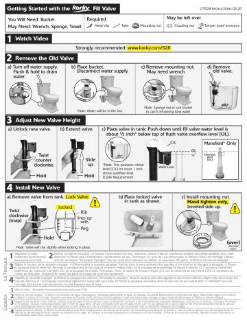 Korky 528 QuietFILL Toilet Fill Valve Instructions | Manualzz