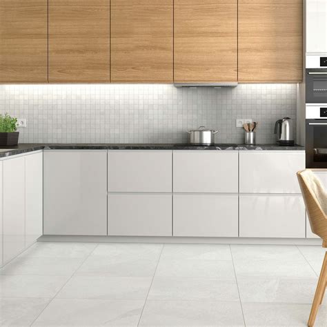 Mustang White Slate Effect Matt Porcelain Mosaic Tiles