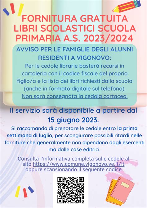 Cedole Librarie Anno Scolastico 2023 2024 Comune Di Vigonovo