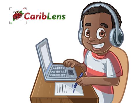 Cartoon African American black boy in online class room- eLearning – free photo – Cariblens