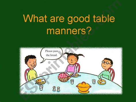 Esl English Powerpoints Good Table Manners