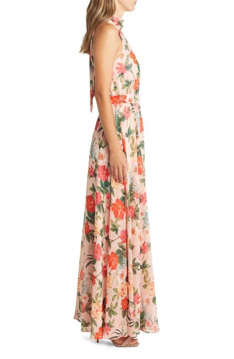 Eliza J Floral Halter Neck Chiffon Maxi Dress Nordstrom