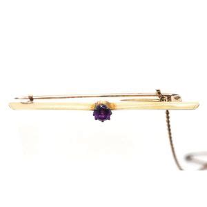 15ct Gold Amethyst Bar Brooch Edwardian Era Brooches Jewellery