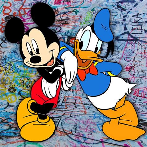 Donald Duck And Mickey Mouse Disney 1 Mixed Media by Tony Rubino | Saatchi Art