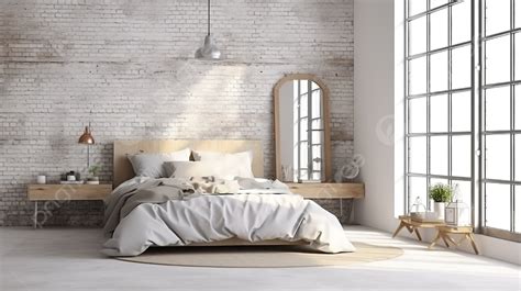 Fundo Quarto Loft Vintage Estilo Escandinavo Simulação De Tijolo Em