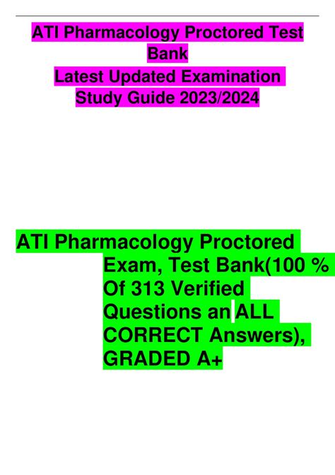 Ati Pharmacology Proctored Test Bank Latest Updated Examination Study