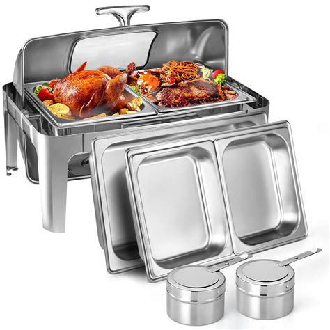 Chafing Dish Buffet Set Qt Stainless Steel Roll Top Chafing Server