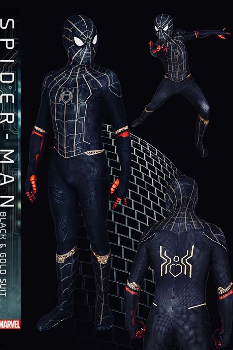 Exclusivo No Way Home Spider Man Traje De Cosplay Negro Y Etsy