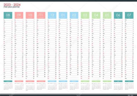 2023 2024 planificador de pared de mediados de año Año académico