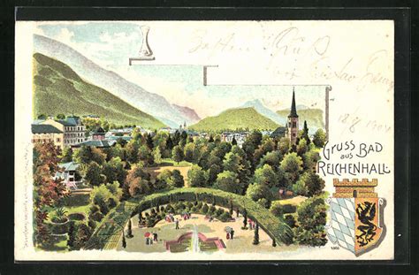 Lithographie Bad Reichenhall Panoramablick Auf Den Kurort 1904