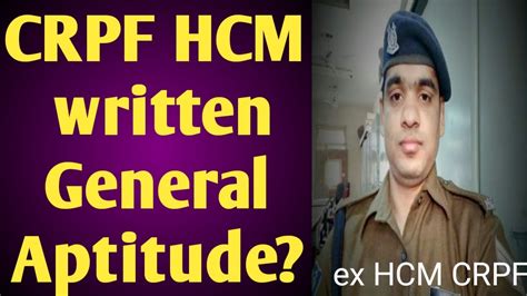 CRPF HCM Written General Aptitude How To Clear Crpf HCM Written Cop