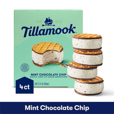 Tillamook Mint Chocolate Chip Ice Cream Sandwiches 4 Ct Kroger