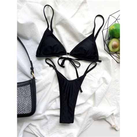 Women Mini Bikinis Swimsuit Sexy Solid Triangle Thong Bikini Set