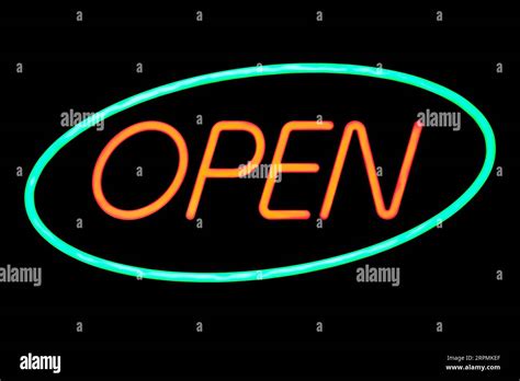 Neon Light Open Sign Stock Photo Alamy