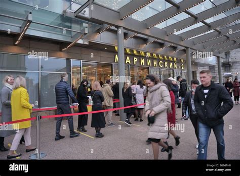 People In A Que With Social Distancing Near Entrance To The Mariinsky