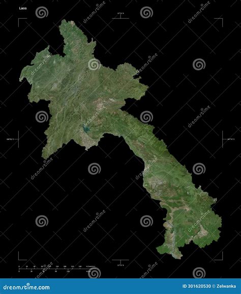 Laos Shape on Black. High-res Satellite Stock Illustration