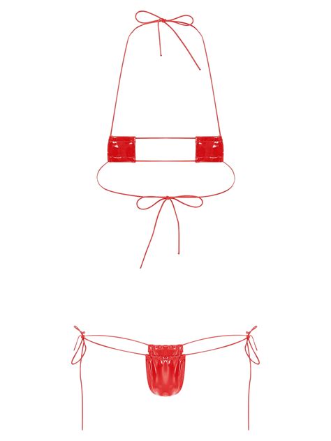 Moggemol Women S Triangle Bikini Extreme Set Mini Micro Bra G String Bottom Set Beachwear Type A