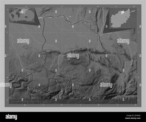 Balkh Province Of Afghanistan Grayscale Elevation Map With Lakes And