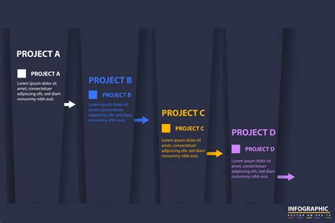 Infographic template for business. 4 project Modern Timeline diagram ...