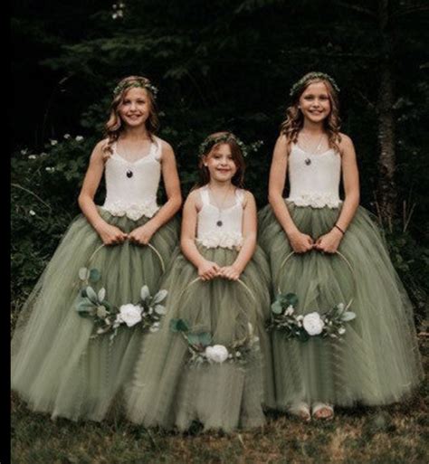 Olive Green Flower Girl Dresses Floor Length · Dressydances · Online