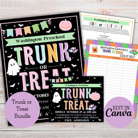 Trunk Or Treat Template Editable Flyer Registration Letter Etsy