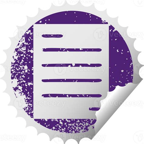 Distressed Circular Peeling Sticker Symbol Of A Sheet Of Paper Png