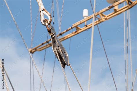 Vintage Sailing Ship Mast Ropes And Tackle Tall Ship Rigging Mast