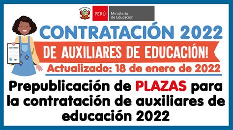 Contrato De Auxiliares De EducaciÓn 2022 PrepublicaciÓn De Plazas Para