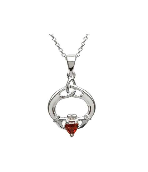 Claddagh Pendant With January Birthstone Necklaces