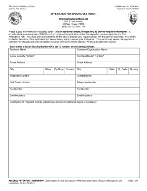 Fillable Online Nps Form Application For Special Use Permit