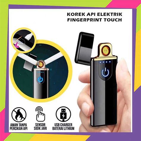 Jual Korek Api Elektrik Fingerprint Touch Screen Sensor Led