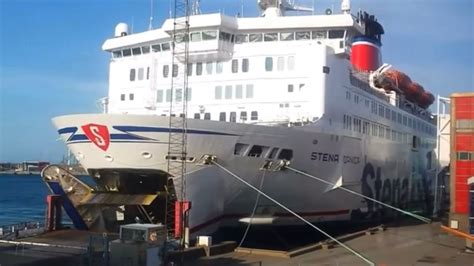 Stena Danica Arrival And Bow Doors Opening In Fredrikshavn Timelapse