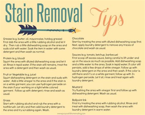 Free Stain Removal Tips Printable