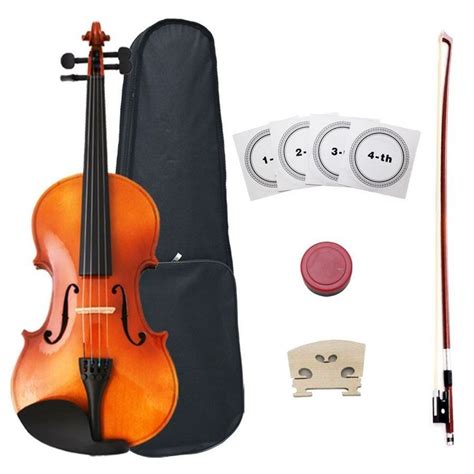 New Natural Violinfiddle Full Size 44w Case And Bow Violin Black