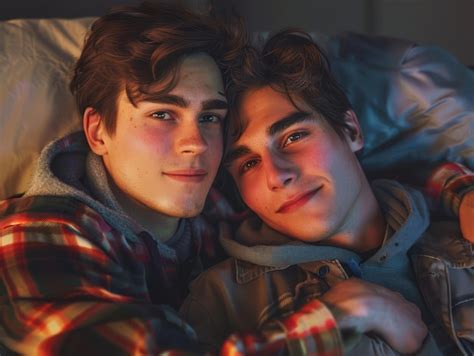 Gay Couple Showing Affection LGBTQ Pride Love And Acceptance Romantic Relationship SameSex